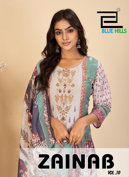 Zainab Vol 10 By Blue Hills Poly Muslin Kurti With Bottom Dupatta Wholesalers In Surat